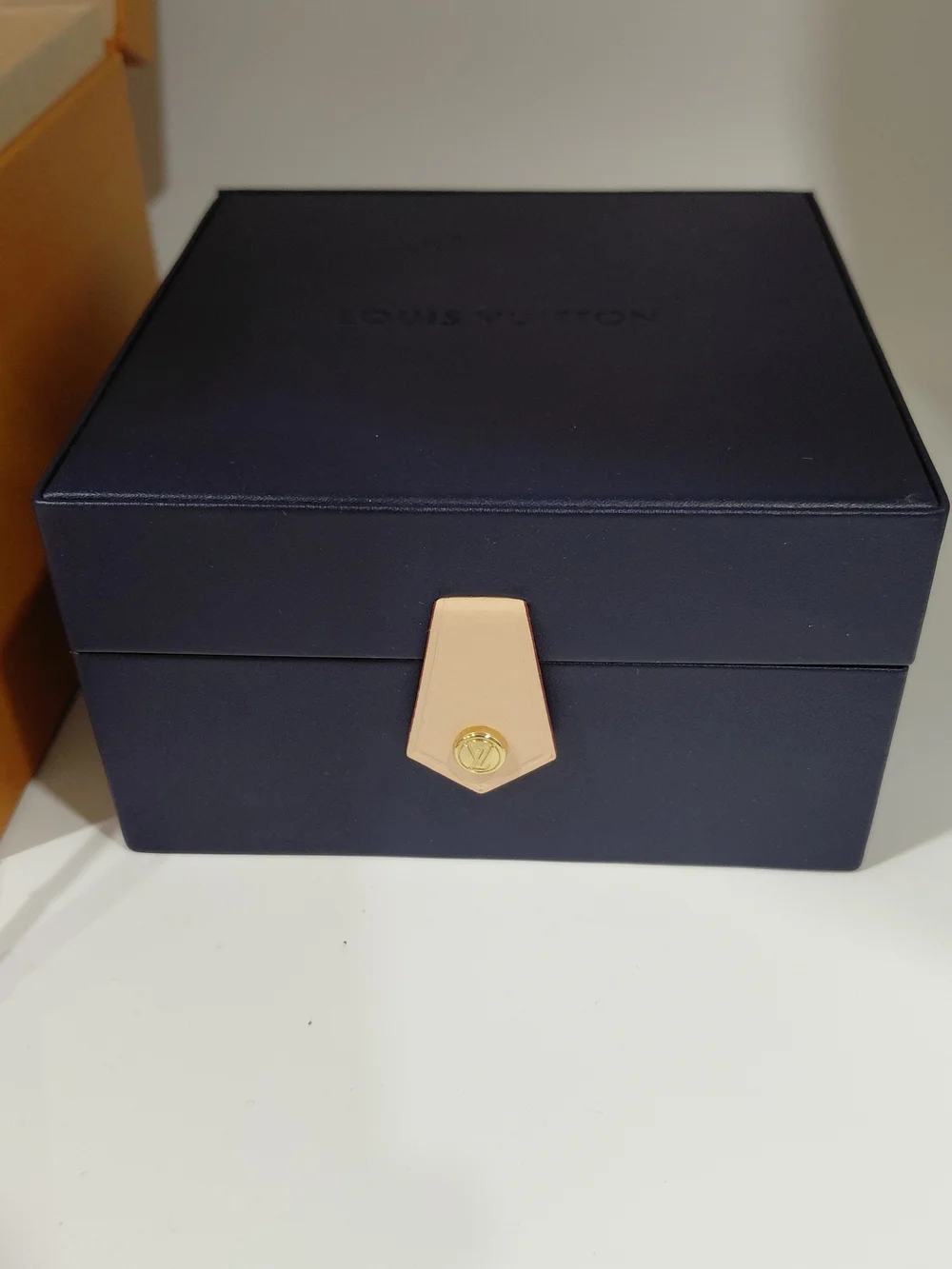 Louis Vuitton Jewelry Storage Box In Signature Orange And Navy Blue GUC!